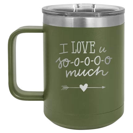 Personalized I Love U Sooooo Much 15 oz Mug - Olive Green