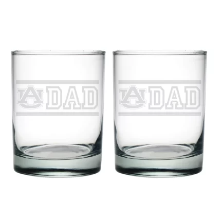 14oz Auburn Tigers Crimson Tide Etched Dad DOF 2 Pack