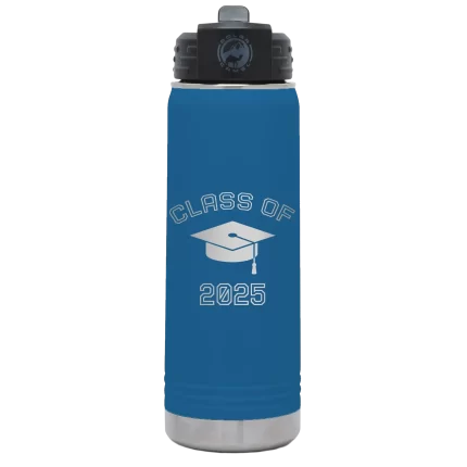 Personalized Class of with Cap 20 oz Water Bottle - Royal Blue