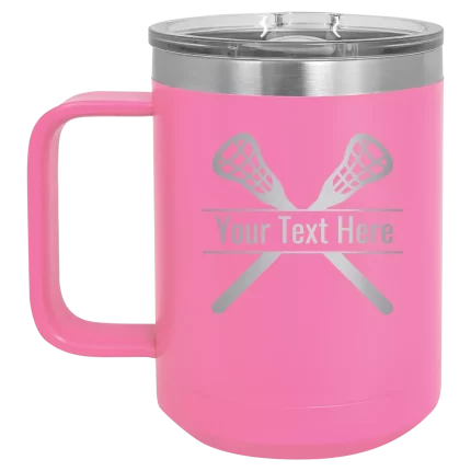 Personalized Lacrosse 15 oz Mug - Pink