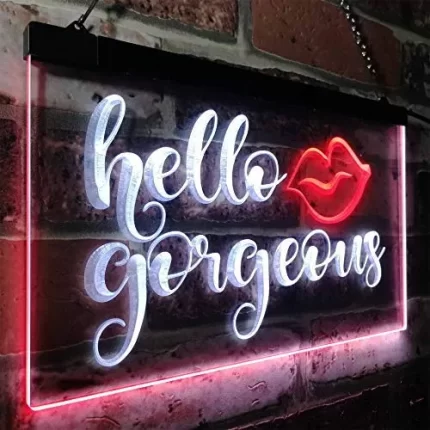 Lips Hello Gorgeous LED Light Sign