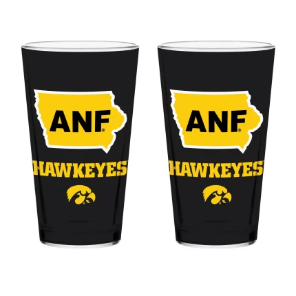 Set of 2 Iowa Hawkeyes 16oz ANF Pint Glasses