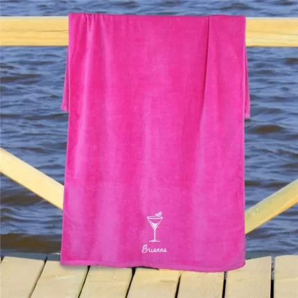 Embroidered Martini Glass Beach Towel - Add a Name