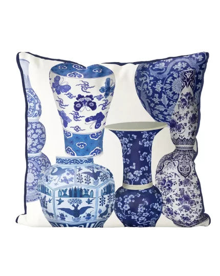 Chinoiserie Vase Collage 1, Cushion / Throw Pillow