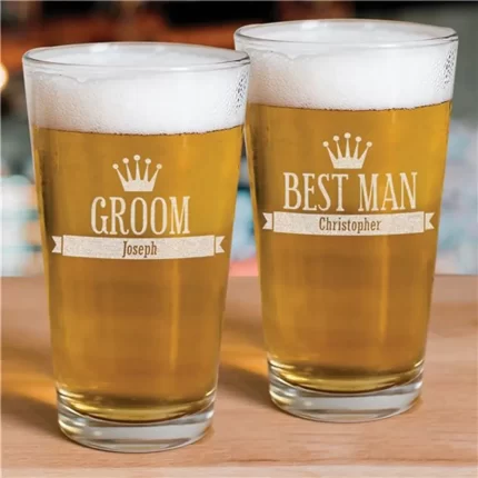 Custom Engraved Pint Glass - Groomsmen Gift