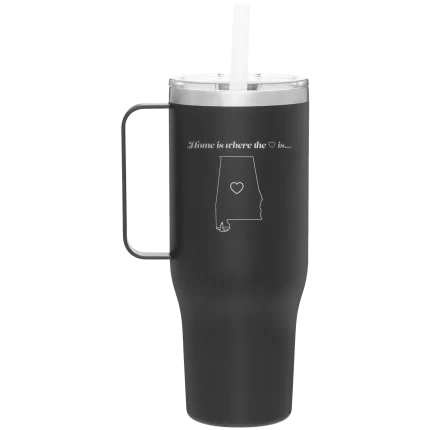 Personalized Alabama Heart 40 oz Tumbler Mug - Black