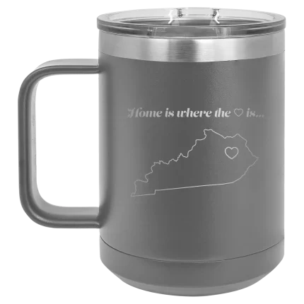 Personalized Kentucky Heart 15 oz Mug - Dark Gray