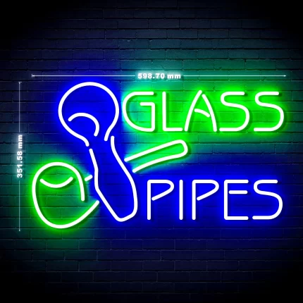 Head Shop Glass Pipes Ultra-Bright LED Sign with Remote (Neon-Style, LED Technology)