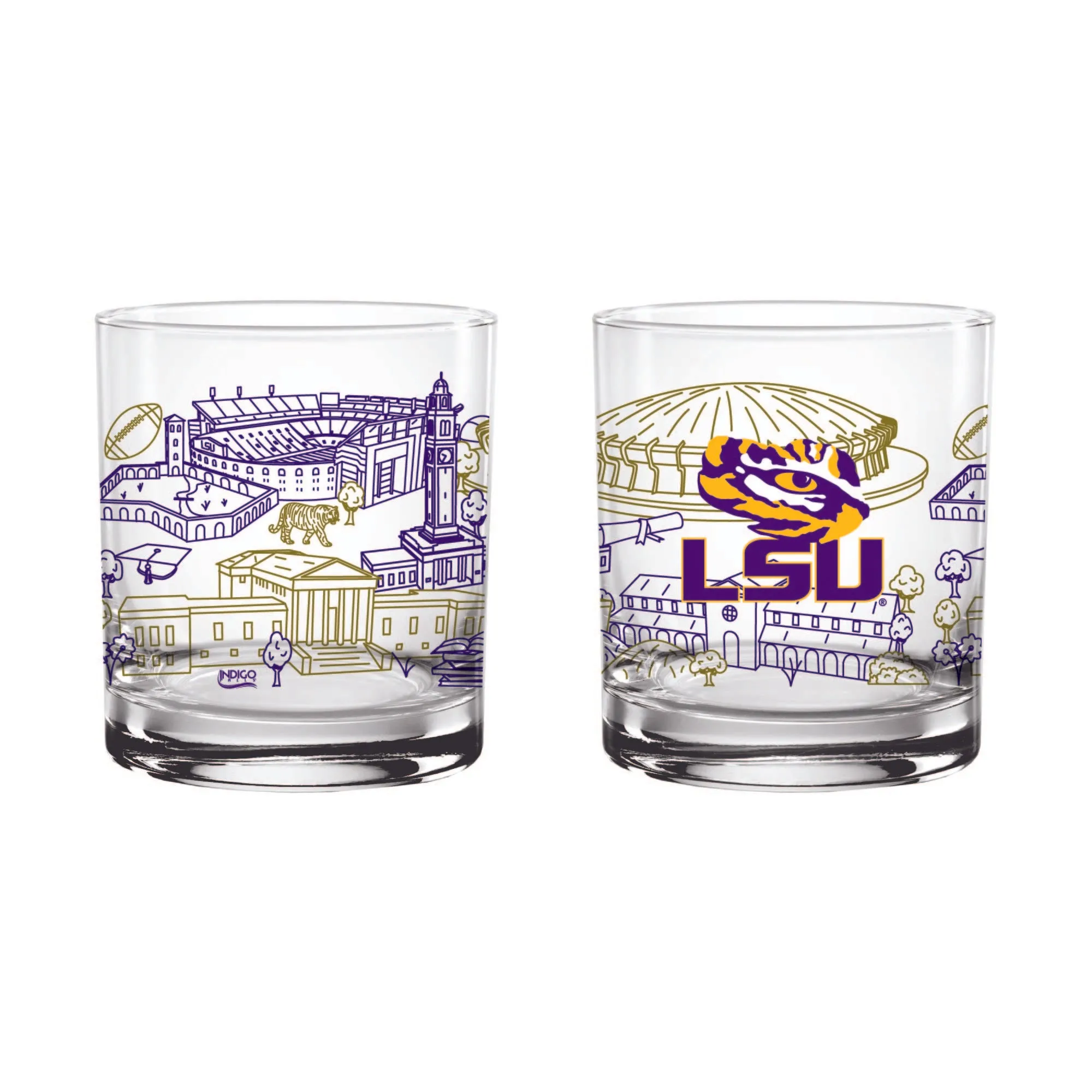 3xSet-of-2-LSU-Tigers-Campus-Line-Art-14oz-Rocks-Glasses