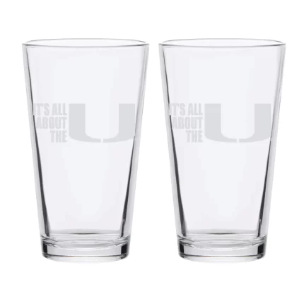 16oz Miami Hurricanes Etched Slogan Pint 2 Pack