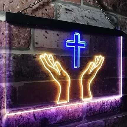 Christianity Hands Cross LED Light Sign