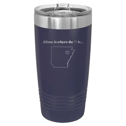 Personalized Arkansas Heart 20 oz Tumbler - Navy