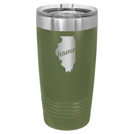 Personalized Illinois Home 20 oz Tumbler - Olive Green