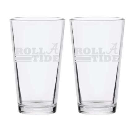 16oz Alabama Crimson Tide Etched Slogan Pint 2 Pack