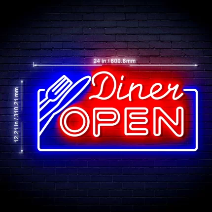 Diner Open Ultra-Bright LED Sign with Remote (Neon-Style, LED Technology)