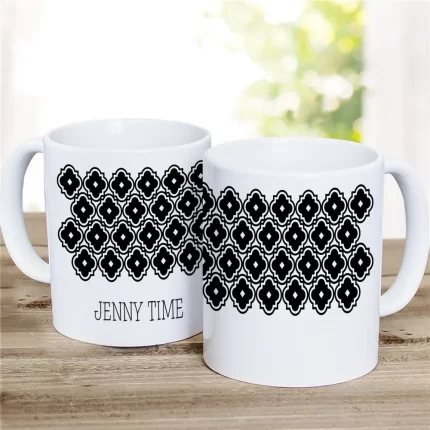 Geometric Decorative Tile Coffee Mug - Personalized Patterned Coffee Mug
