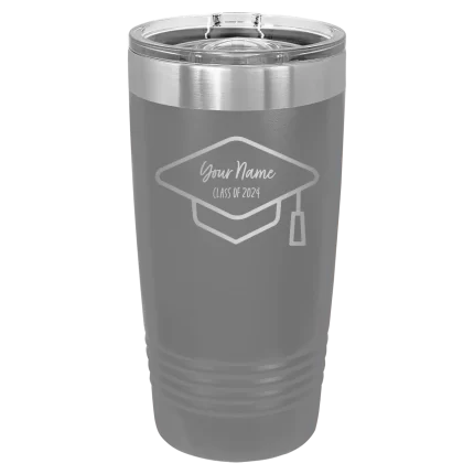 Personalized 2 lines Grad Name and Class 20 oz Tumbler - Dark Gray