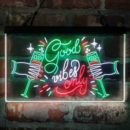 Good Vibes Only Cheers Deluxe App-Enabled 3-Color LED Light Sign