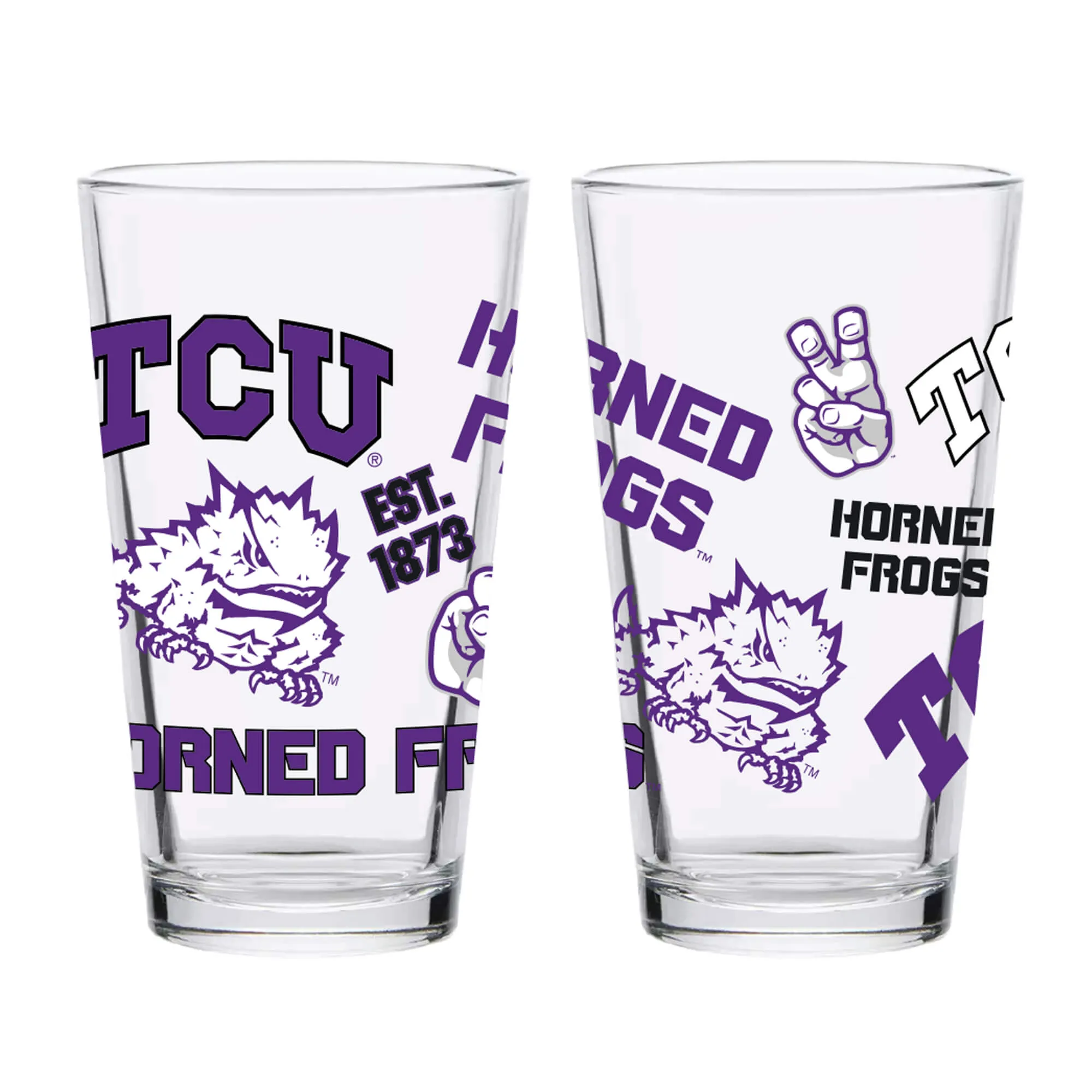 4aSet-of-4-TCU-Horned-Frogs-16oz-Pint-Medley-Glasses
