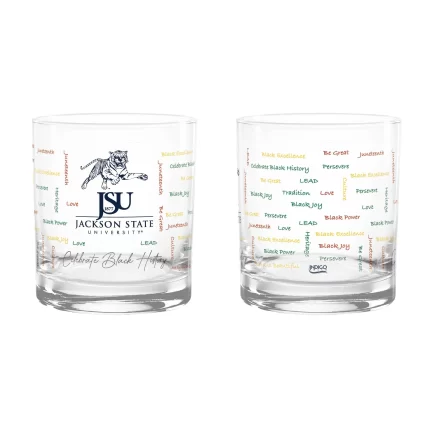 Set of 2 Jackson State Tigers 14oz BHM Rocks Glasses