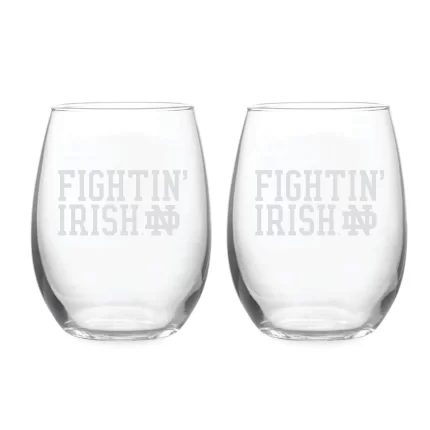 21oz Notre Dame Fighting Irish Etched Slogan Stemless 2 Pack