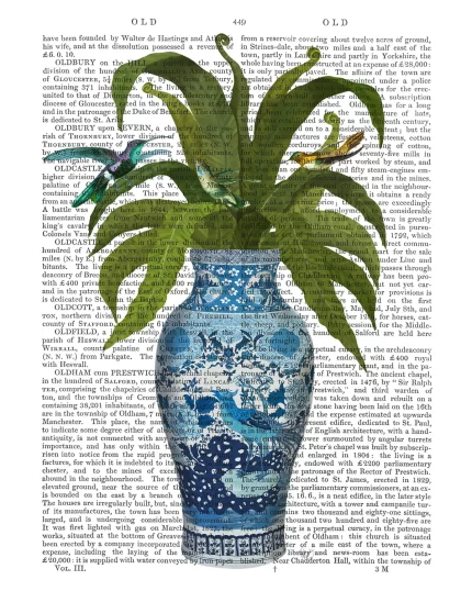 Cockerel Chinoiserie Vase and Hummingbirds, Book Print, Art Print, Wall art