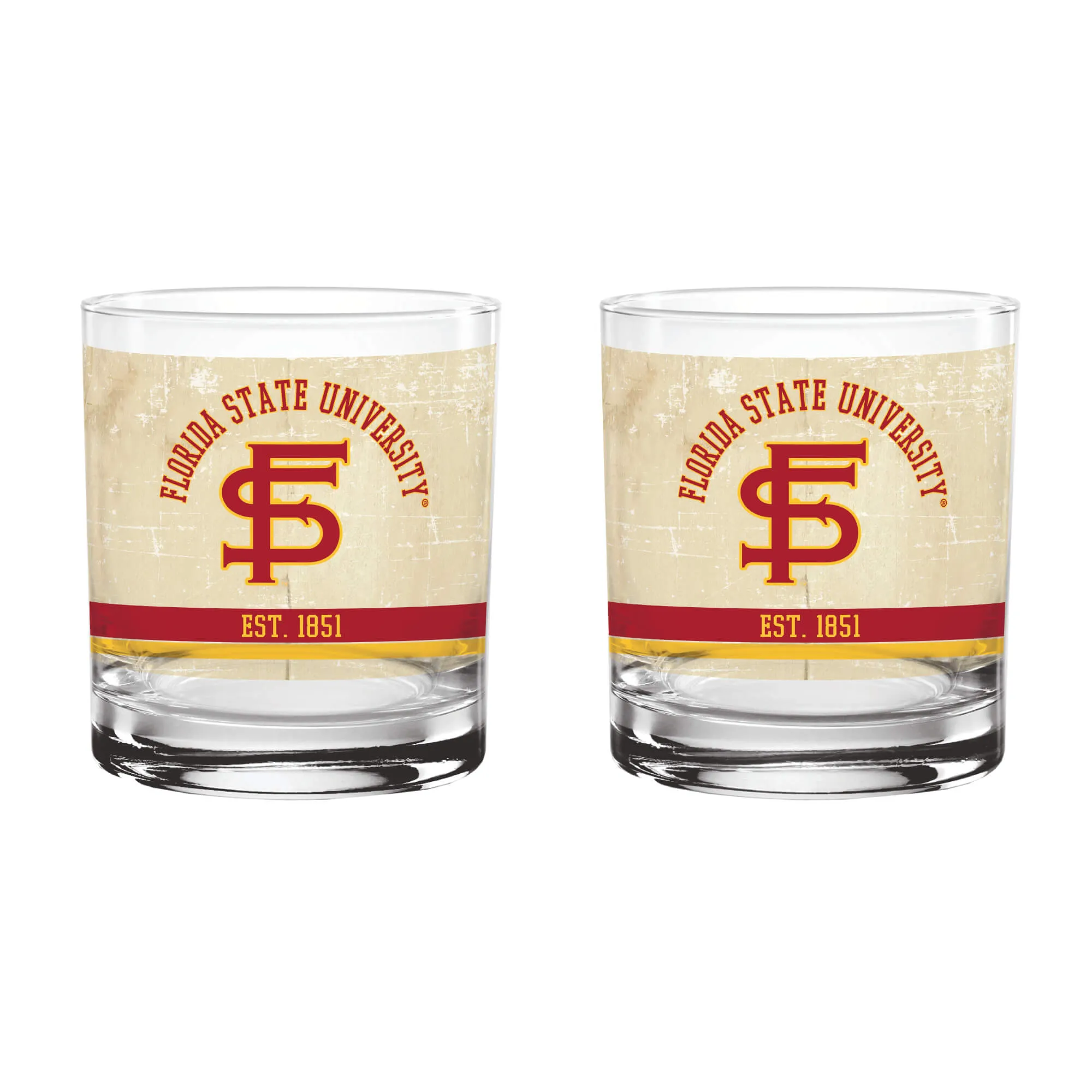 4cFlorida-State-Seminoles-Set-of-2-College-Vault-Tan-Retro-14oz-Rocks-Glasses