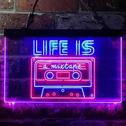 Life is a Mixtape Quotes Bedroom Decor LED Light Sign