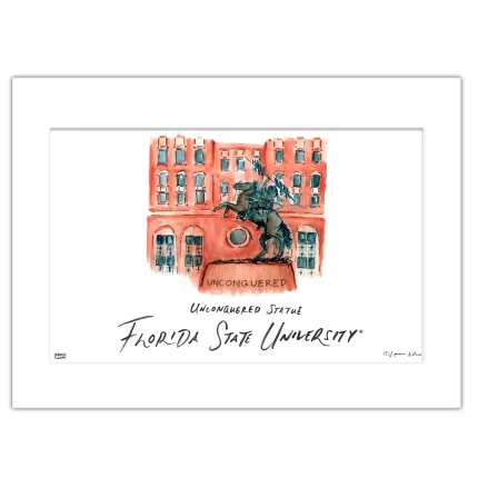 Florida State Unconquered Statue, Matted Watercolor Wall Art 16" x 20" by Laura Wilcox