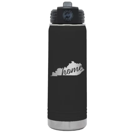 Personalized Kentucky Home 20 oz Water Bottle - Black
