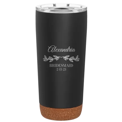 Personalized BRIDESMAID DATE 20 oz Tumbler - Black
