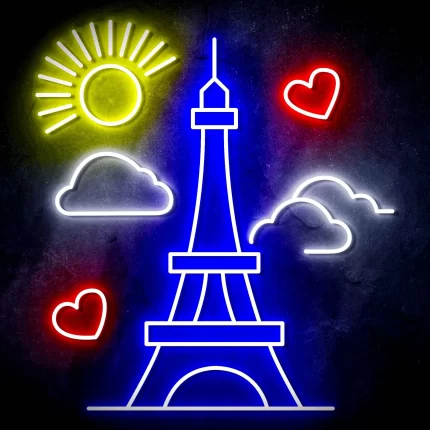 Paris France The Eiffel Tower Ultra-Bright LED Sign with Remote (Neon-Style, LED Technology)