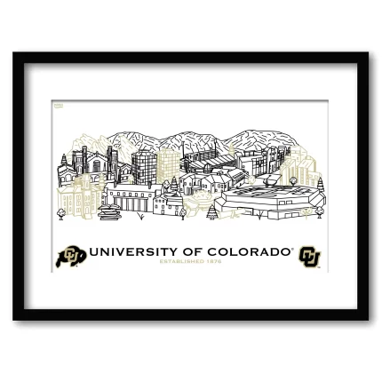 Colorado Buffaloes Framed Campus Line Wall Art 11" x 14"