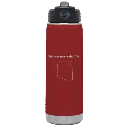 Personalized Arizona Heart 20 oz Water Bottle - Maroon