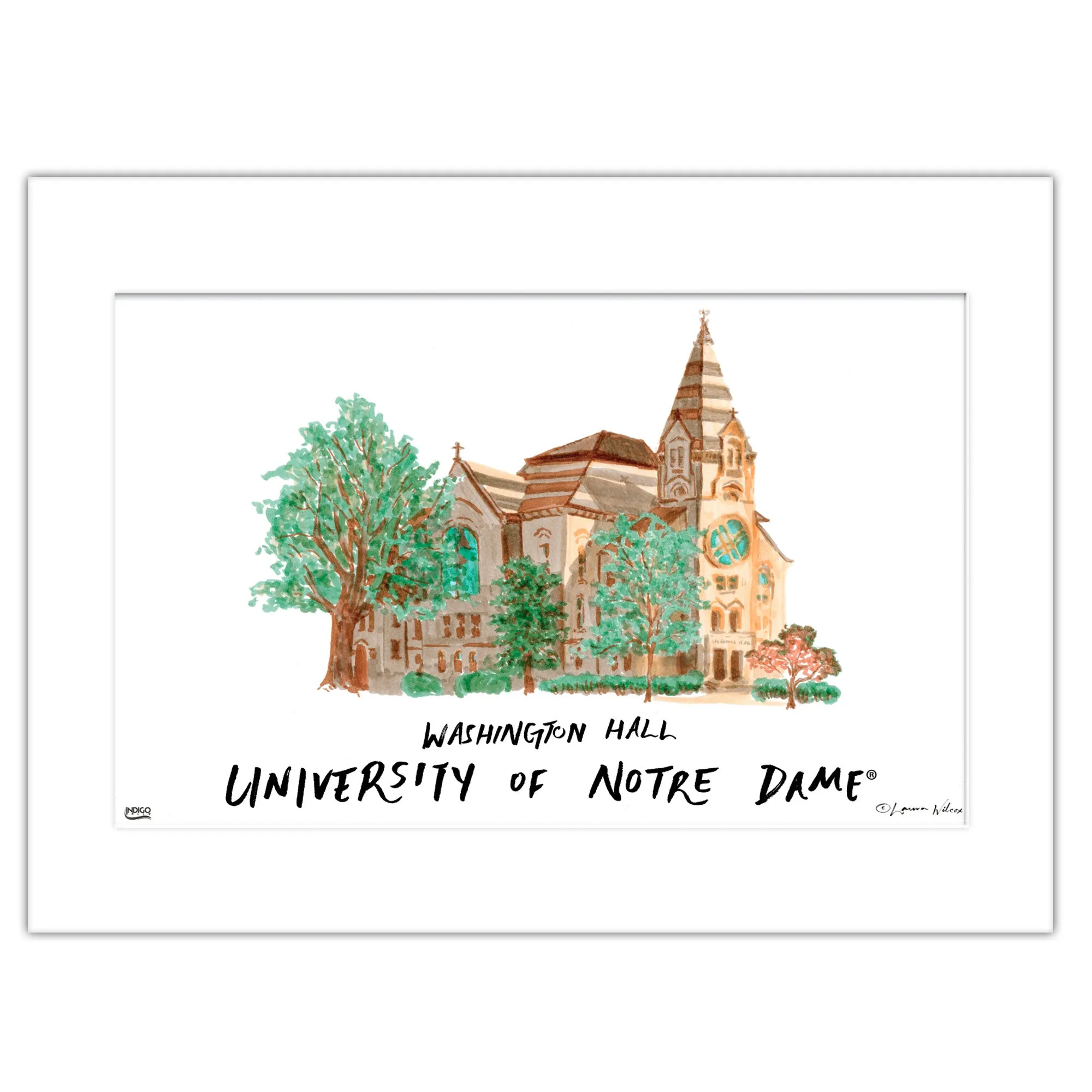 4iNotre-Dame-Washington-Hall-Matted-Watercolor-Wall-Art-16-x-20-by-Laura-Wilcox