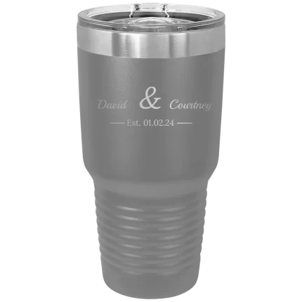 Personalized 2 Lines Name Anniversary 30 oz Tumbler - Dark Gray