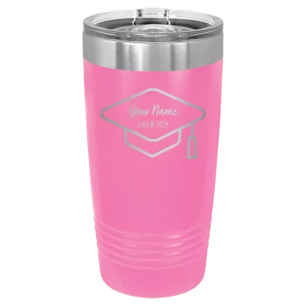 Personalized 2 lines Grad Name and Class 20 oz Tumbler - Pink