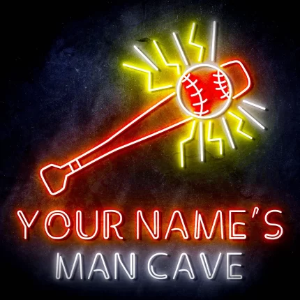 Custom Ultra-Bright Baseball Man Cave LED Sign with Remote (Neon-Style, LED Technology)