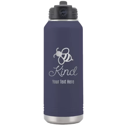 Personalized Bee Kind 32 oz Water Bottle - Navy