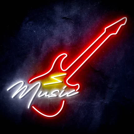 Electronic Guitar Music Shop Ultra-Bright LED Sign with Remote (Neon-Style, LED Technology)