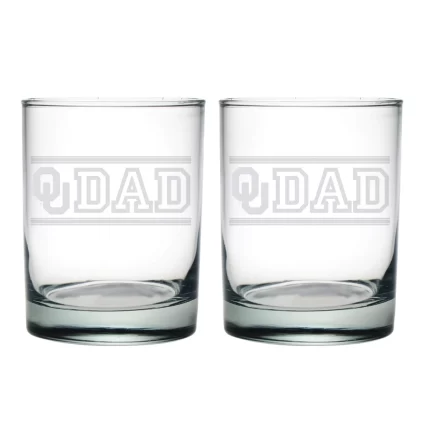 14oz Oklahoma Sooners Etched Dad DOF 2 Pack