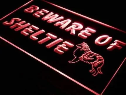 Beware of Sheltie Shetland Sheepdog LED Light Sign