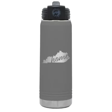 Personalized Kentucky Home 20 oz Water Bottle - Dark Gray