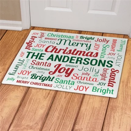 Christmas Family Word Art Personalized Doormat - Custom Holiday Entry Mat