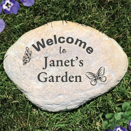 Butterfly Design Personalized Garden Stone - Realistic Resin Design with Hide a Key