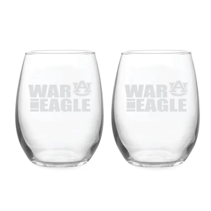 21oz Auburn Tigers Etched Slogan Stemless 2 Pack