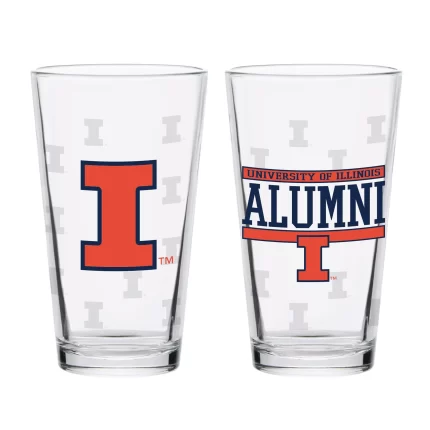 Set of 2 Illinois Fighting Illini 16oz Alumni Pints