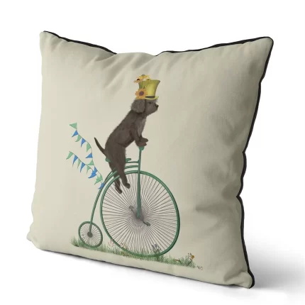 Cockapoo, Cockerpoo Brown on Penny Farthing, Cushion / Throw Pillow