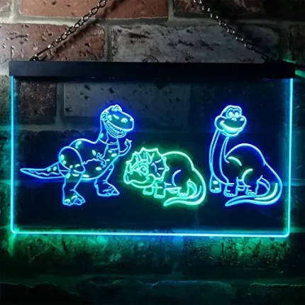 Dinosaur T Rex Triceratops Night Light Kids Bedroom Decor LED Light Sign