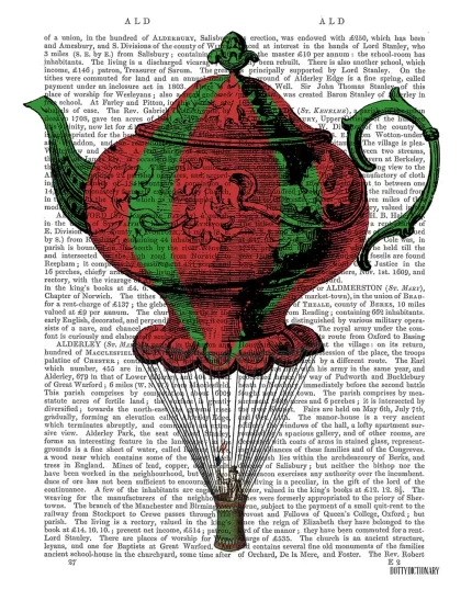 Flying Teapot 2, Red and Green, Book Print, Art Print, Wall Art